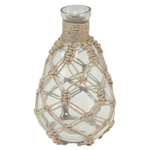 Glasvase Makramee Jute Natur Ø11cm H19,5cm Maritim Deko Sommer Vase