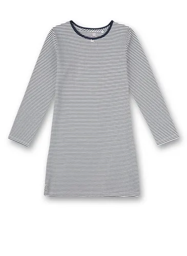 Sanetta Mädchen Nachthemd Nordic Blue, 164 - Nachthemden für Mädchen aus weichem Single Jersey, mit schickem Ringel Print und farblich abgesetztem Halsbörtchen, ideal für gemütliche Nächte.