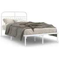 Bettgestell Metall Weiß 120x200 cm mit Kopfteil - Robustes Bettgestell aus Stahl mit elegantem Design, bietet ausgezeichnete Rückenunterstützung und zusätzlichen Stauraum unter dem Bett für mehr Ordnung im Schlafzimmer.