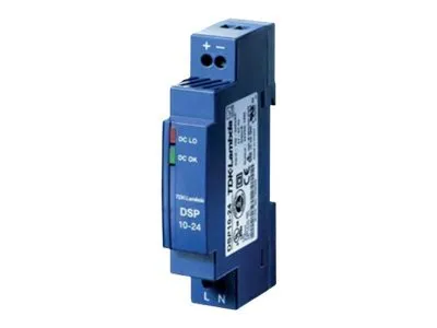 TDK-Lambda DSP10-24 Hutschienen-Netzteil - Sonstiges Kabelzubehör, ultra-schlank mit nur 56 mm Einbautiefe und ideal für Elektroverteilungen, liefert stabile 24 V/DC bei voller Leistung bis 61 °C.