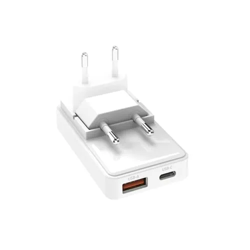 SBS Flexi-Wandladegerät 20 W mit Klappstecker, Weiß - Kompaktes Ladegerät mit 20 W USB-C und klappbarem Stecker, ideal für Reisen und platzsparend. Schnelles Laden für Smartphones und Tablets.