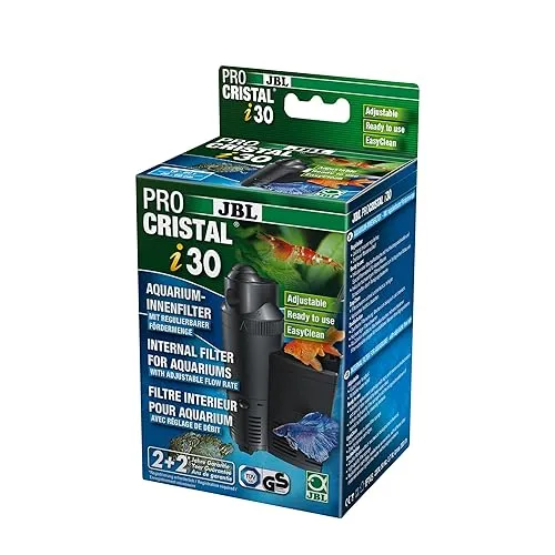 JBL ProCristal i30 Innenfilter für Aquarien von 10 bis 40 l - Sonstiges Terrarienzubehör mit leistungsstarker Pumpe für kristallklares Wasser, sicher für Kleinfische und Garnelen, einfach zu montieren und energieeffizient.