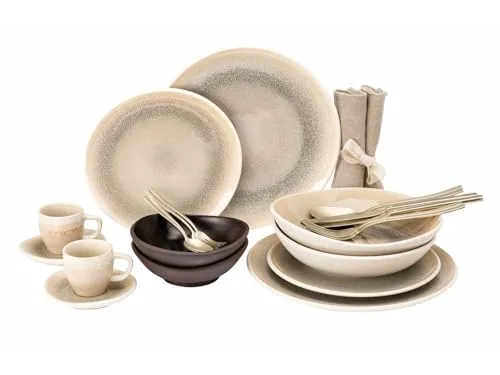 Rosenthal Junto Dune/Slate Grey Kombiset Espresso 24tlg - Kaffeeservice: Elegantes 24-teiliges Set in Dune und Slate Grey, ideal für stilvolle Espresso-Präsentationen und den täglichen Gebrauch. Spülmaschinenfest und mikrowellengeeignet.