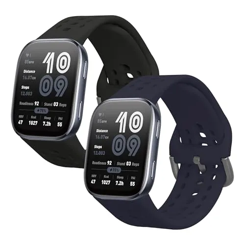 kwmobile 2X Sportarmband kompatibel mit Amazfit Bip 6 Armband - Fitnesstracker Band Set aus TPU Silikon