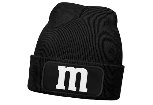 MoonWorks Strickmütze Damen Beanie Patch Strickmütze Spruch Karneval Fasching Aufdruck M
