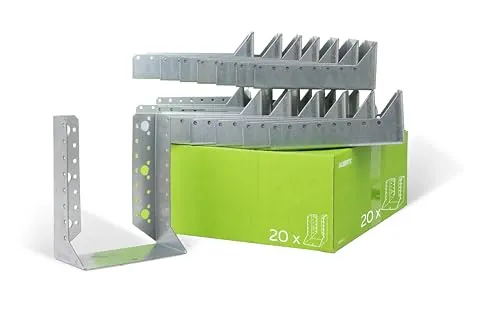 Alberts 837549 Balkenschuh Typ B | 20er Set - Stütze, hochwertiger Balkenschuh aus sendzimirverzinktem Stahl für langlebige Stabilität – ideal für präzise Holzverbindungen.