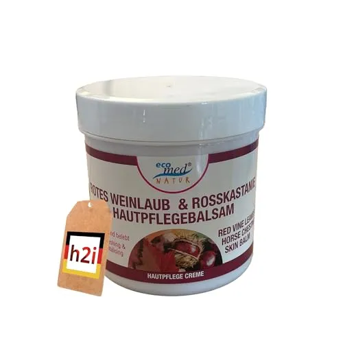 h2i Rotes Weinlaub und Rosskastanie Balsam | 1 x 250 ml | Hautpflegebalsam gegen für müde Beine Krampfadern Besenreiser