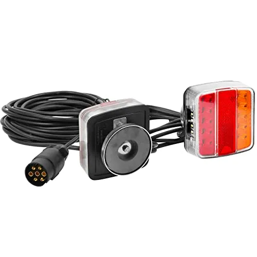DARKGUARD Anhänger Beleuchtung mit Magnet Rückleuchten Led Rueckleuchten Magnetisch 12V 24V 5 Funktionen Rücklicht Anhänger mit 7 Pin Stecker 7,5 m Vorverdrahtetem Kabel IP67 Wasserdicht ECE
