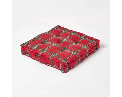 Homescapes Bodenkissen Edward Schottenmuster 40 x 40 x 10 cm - Kissen in edlem Schottenmuster, aus 100% Baumwolle mit stabiler Polyesterfüllung - ideal für gemütliche Akzente im Wohnbereich oder als praktische Sitzerhöhung für unterwegs.