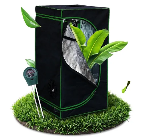 Melko Gewächshaus Growbox für Indoor & Outdoor - Gewächshaus für Pflanzenzucht mit 95% Lichtreflektion, inkl. 3 in 1 Feuchtigkeitsmessgerät - ideal für optimale Wachstumsbedingungen.