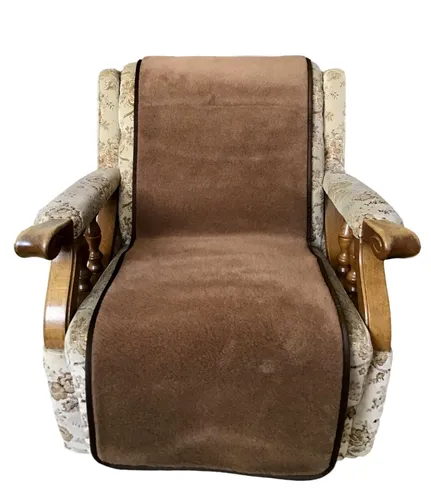 Sesselschoner Sesselüberwurf Sitzauflage 20% Kamelwolle 50x 200cm dunkelbraun