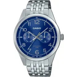 Casio MTPE340D-2AV Edelstahl Herrenuhr mit Blauem Zifferblatt