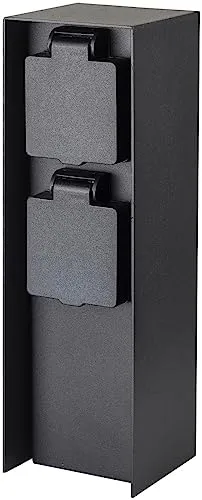 Royal Gardineer Aussensteckdosen: 2-fach-Garten-Steckdose aus Edelstahl, 230 Volt, bis 3.680 Watt, IP44 (Säulen Gartensteckdosen, Steckdosen-Säule, Außenbeleuchtung)