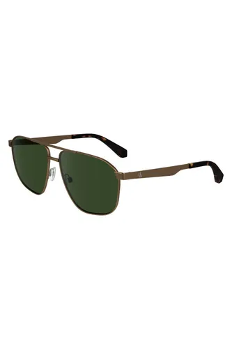 Calvin Klein CKJ24202S Herren-Sonnenbrille - Sportbrille mit goldfarbenem Metall-Gestell und grünen Gläsern, ideal für stilbewusste Männer, die Wert auf Qualität und Design legen.