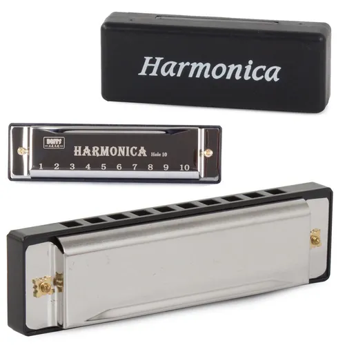 Mundharmonika C-Dur Harmonika Blues Musik Diatonisch 10-Loch Metall Box Geschenk