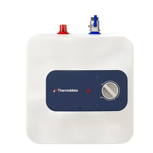 ThermoMate ES10DE druckfest Kleinspeicher, Untertischboiler 10 Liter Unterschrank, 2000 W, mit Stecker 230V, für Waschbecken, Küche und Badezimmer