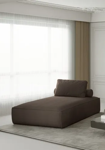 Chaiselongue Sezlong Liege CELES in Stoff Scala Schokoladenbraun - Moderne Chaiselongue für Ihr Wohnzimmer, mit Wellenfederung und PU-Schaum für optimalen Komfort. In stilvollem schokoladenbraunem Stoff, inkl. Rückenkissen.