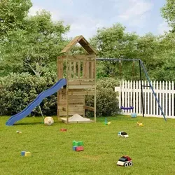 vidaXL Spielturm aus kesseldruckimprägniertem Kiefernholz - Entdecke den perfekten Spielturm für deinen Garten! Mit Kletterwand, Wellenrutsche und Schaukel bietet er unendlichen Spielspaß für Kinder von 3 bis 8 Jahren. Robustes Design für sicheres Spielen im Freien.