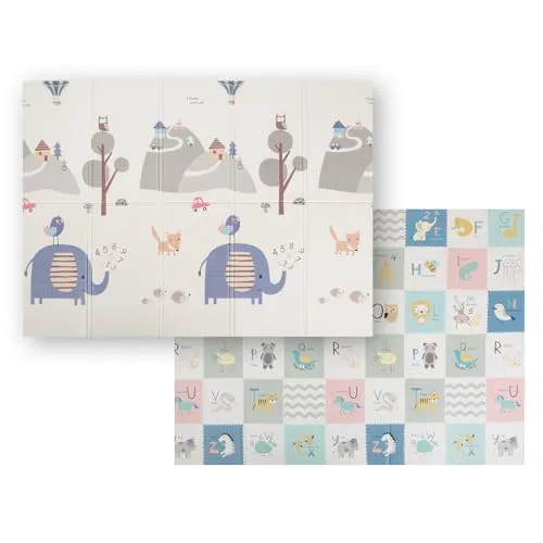 KiddyMoon Baby-Spielmatte, doppelseitig und kinderfreundlich
