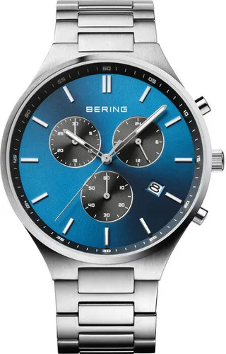 Bering Herren Chronograph Titanium Silber Blau 11743-707
