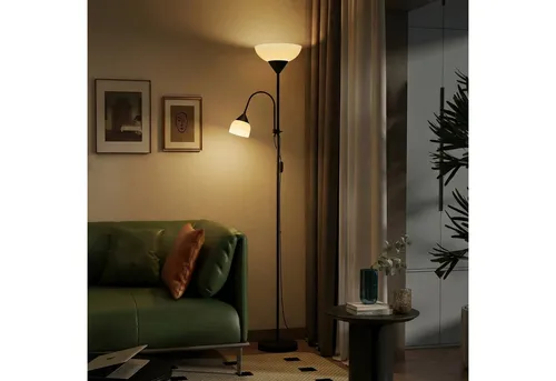 HOMCOM LED Stehlampe mit Leselicht, Hoch, Schwarz
