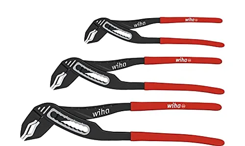 Wiha Wasserpumpenzangen Set Classic 3-tlg. (durchgesteckt mit doppelter Führung, Klemmschutz, 9 stufige Rastenverstellung) 44625