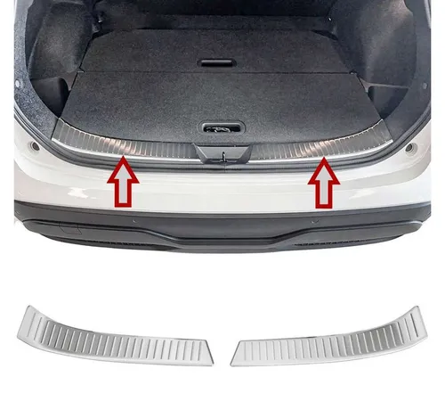 RECAMBO Ladekantenschutz für Nissan Qashqai J12 (ab 2021) – Exklusiver Stoßstangenschutz aus V2A Edelstahl - Schützen Sie Ihren Kofferraum effektiv vor Kratzern und Witterungseinflüssen. Der hochwertige Edelstahl Ladekantenschutz überzeugt durch perfekte Passform und edles Design. Einfache Montage mit vormontiertem Spezialklebeband!