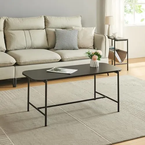 [en.casa] Couchtisch Samnanger im Industrie Design - Beistelltische fürs Wohnzimmer, minimalistisches Design mit robustem Metallgestell für Stabilität und Sicherheit, ideal für geselliges Beisammensein