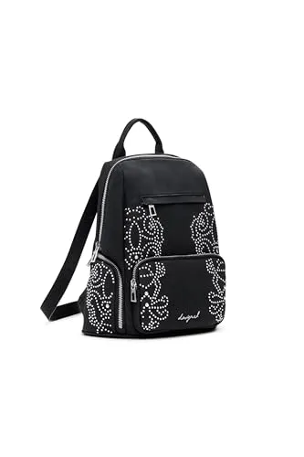 DESIGUAL ZAINO DONNA NERO - Stylischer Tagesrucksack - Tagesrucksäcke mit mehreren Außentaschen, praktischem Reißverschluss und eleganter Metallapplikation für einen modernen Look.