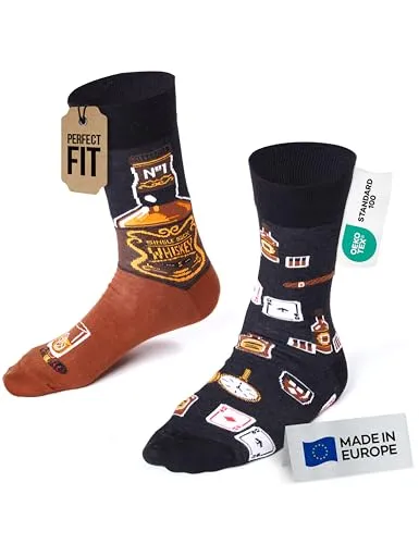 Many Mornings Originelle Socken Whisky Motiv Bunte Unisex Socken Witzige Geschenkidee Größe 43-46
