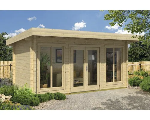 weka Weekendhaus 709 Gr. 2 - Gartenhaus mit Fußboden 540 x 360 cm - Gartenhaus mit Flachdach, aus hochwertigem Holz gefertigt. Ideal für Gartenliebhaber, die zusätzlichen Stauraum und eine gemütliche Rückzugsmöglichkeit suchen.