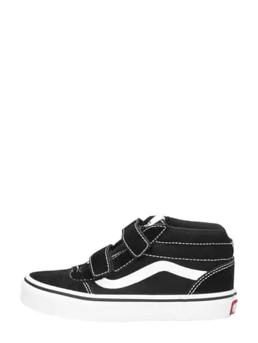 Vans Unisex Jungen Ward Mid V Sneaker - Suede/Canvas Schwarz/Weiß, 37 EU - Stylischer Sneaker mit verstärkter Zehenkappe und doppeltem Klettverschluss. Der gepolsterte Rand sorgt für hohen Tragekomfort, während die Gummilaufsohle in Waffel-Optik für guten Halt sorgt.