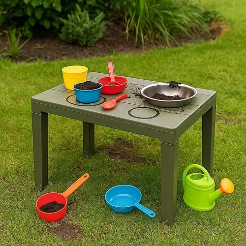 Gartentisch 60x40cm in Grün - Wetterfest und belastbar bis 90 KG - Moderner Beistelltisch für Innen- und Außenbereich, wetterfest und ideal für Terrasse oder Balkon. Einfache Montage ohne Werkzeug.