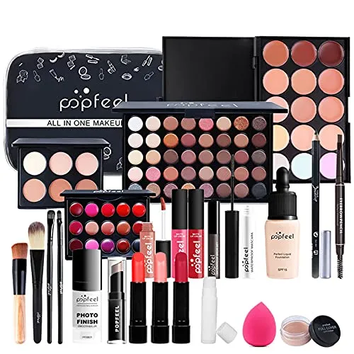 Professionelles Make-up Sets, MKNZOME 24 Stück Schminkkoffer Schminkset Frauen Schminke Set Damen Makeup Paletten Kosmetik Lidschatten Lipgloss Geburtstags Weihnachten Geschenkset