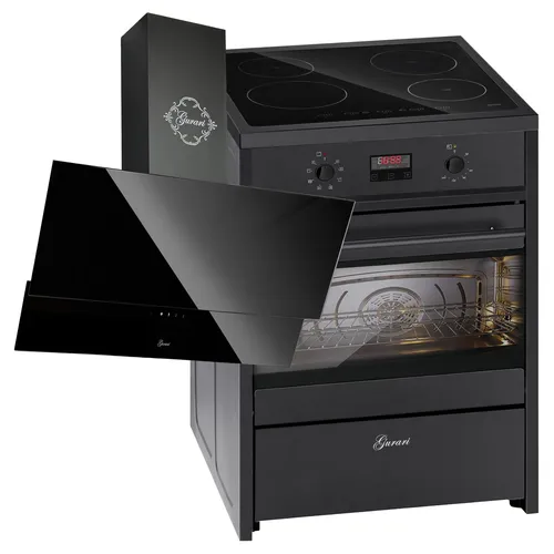 GURARI GCH E 612 BL Induktions Standherd 60 cm+Dunstabzugshaube 60 cm