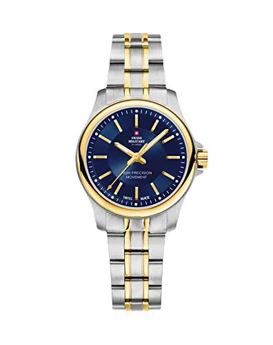 Swiss Military by Chrono Damen Uhr Armbanduhr Quarzwerk mit Edelstahl Metallarmband Analoge Damenuhr Silber Gold SM30201.06
