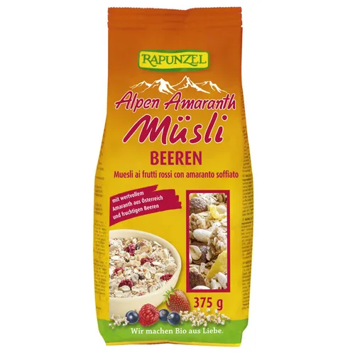Rapunzel Amaranth Müsli Beeren - BIO, 4er Pack (4 x 375g) - Müslis - Leckeres BIO-Müsli mit Amaranth und fruchtigen Beeren für einen gesunden Start in den Tag.