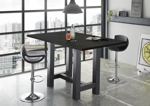 Bartisch MÄUSBACHER, schwarzstahl, 120cm - Barmöbel mit U-förmigem Gestell, stabil und modern. Ideal für gesellige Abende oder als Essplatz. Made in Germany mit 5 Jahren Herstellergarantie.