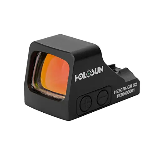 Holosun HE507K-GR-X2 Offenes Reflex Grünpunktvisier + wechselbarem 2MOA Punkt, 32MOA Kreis Absehen, schwarz, Jagd, Sportschießen Softair, tactical mini - 70152784
