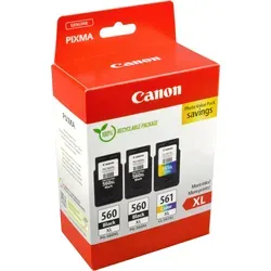Canon Tinten 3712C009 Multi Value Pack - 2 x PG-560XL + 1 x CL-561XL, lebendige Farben und gestochen scharfe Drucke für Canon Pixma TS Modelle