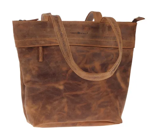 Greenburry Shopper Vintage aus Leder - Elegante Shopper Tasche aus hochwertigem Leder, mit Reißverschluss- und Handyfach für optimalen Stauraum im Alltag.