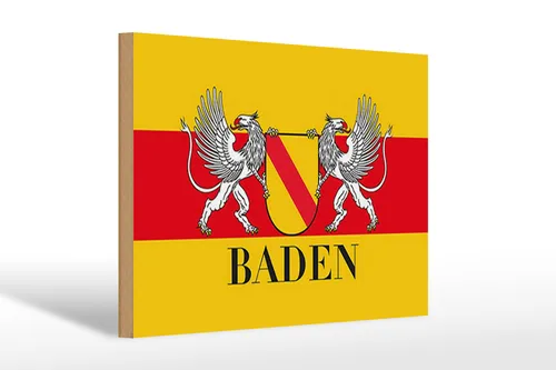 Holzschild Flagge 30x20 cm Baden Wappen Holz Wanddeko Deko Schild wooden sign