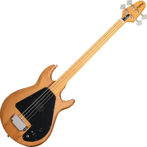 Epiphone Grabber Bass Natural - Bass aus der Gibson Collection mit Erle-Korpus und Ahorn-Griffbrett, ausgestattet mit Epiphone Bass Humbucker für kraftvollen Sound, inklusive Premium Gigbag.