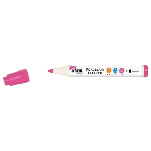 KREUL 16309 - Porcelain Marker medium Pink - Für Kinder entwickelter Porzellanmalstift, ohne Schütteln und Pumpen sofort los malen