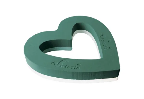 Creativery Bastelmoos, Nass Steckschaum Herz 30x26x6cm offen auf Hartschaumunterlage 1 Stück