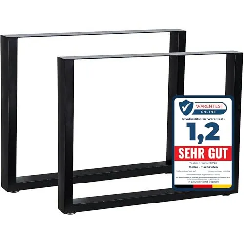 Melko Tischkufen aus Stahl - 90 x 72 cm - Möbelfüße aus robustem Vierkantrohr für maximale Stabilität und modernes Design. Ideal für DIY-Projekte und verschiedene Möbelkreationen, inklusive Bodenschoner für empfindliche Böden.