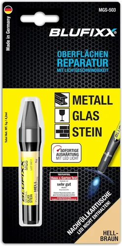 Blufixx Reparatur Nachfüllkartusche  Metall Glas Stein Hellbraun Neu OVP