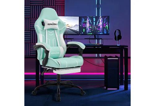 Odikalo Gaming-Stuhl Computerstuhl Bürostuhl Ergonomisch Polsterstuhl Fußstütze Mehrfarbig
