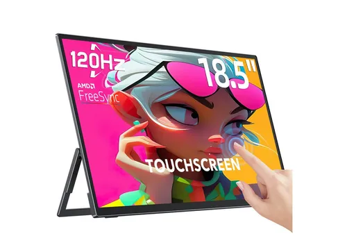 UPERFECT 18,5 Zoll Tragbarer Touchscreen-Monitor - Full HD 1920 x 1080 px, 120Hz, VESA-kompatibel und integrierter Ständer für flexible Nutzung