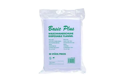 AMPri Einmal-Waschhandschuh Basic Plus - Waschhandschuhe - leicht, fusselfrei, weiss - 50Stk. (50-St)